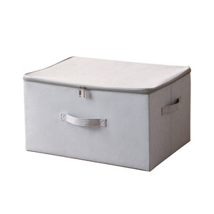 Clothing Organizer <b>Storage</b> <b>Box</b> Rectangle Light Gray Stripes Linen Fabric Moisture Proof Bedroom Dormitory Use - Product Image 5