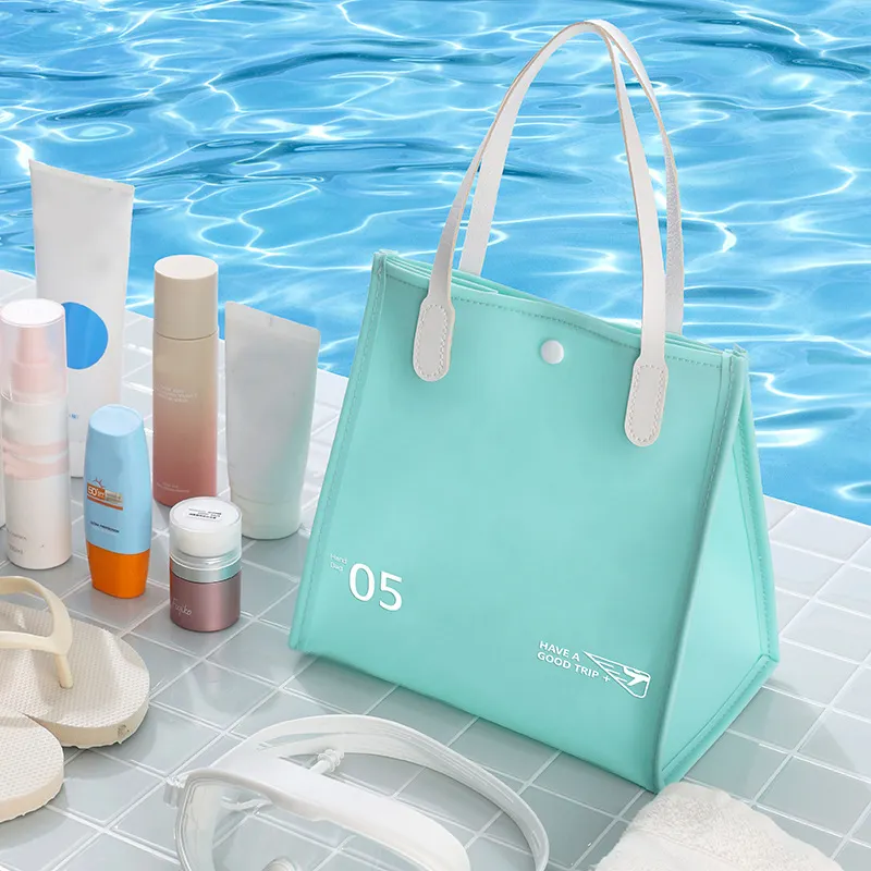 بيع بالجملة ألوان الماكرون المحمولة سعة كبيرة جل الحمام PVC السباحة أدوات التجميل حقيبة ماكياج للفتيات النساء