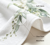 Wholesale Eucalyptus Botanical Print Hand Towel 2-Pack Ready Stock Watercolor Microfiber Quick Dry Kitchen Towel