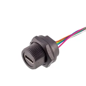 30mm 50mm Wire Receptacle IP67 Socket Male To Female Threaded Type C USB 3.0 Extended Cable