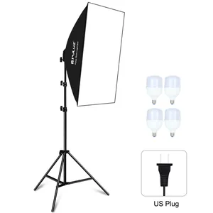 PULUZ 50x70cm stüdyo Softbox + 2m alüminyum Tripod bağlama aparatı + 4 x E27 24W 5700K beyaz ışık LED ışık ampul fotoğraf aydınlatma kiti