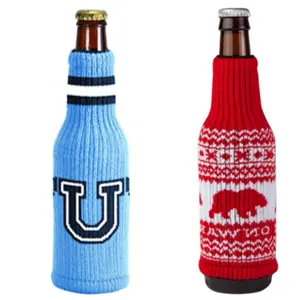 2023 hot sell fashion customized knitted on size fits all insulator cooler can and beer bottle sweater