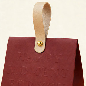 Sacs cadeaux de luxe personnalisés, sacs d'emballage pour bonbons et chocolats de mariage, boîte pour fête de mariage, nouveaux sacs en papier haut de gamme avec poignée en cuir - Product Image 5