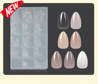 Nouvel arrivage : Boîte de 280 faux ongles en acrylique en forme d'amande, dégradé ombré couleur nude, super épais, pré-dessinés, à presser