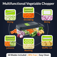 Accessoires de Cuisine Mandoline Manuelle 16 en 1 Coupe-Oignons Alimentaire Hachoir à Légumes Multifonctionnel