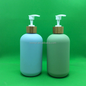 Emballage de soins de la peau Ensemble de lavage corporel 200ML 300ML 500ML Bouteille de shampooing verte douce au toucher Bouteille de lotion ronde rechargeable mate - Product Image 2