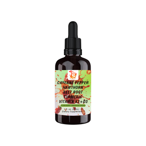 Gotas líquidas de alta calidad de pimienta de Cayena, espino, remolacha, cúrcuma, vitamina K2+D3 para el apoyo inmunológico, energía y antioxidantes. - Product Image 1