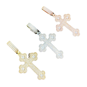 Collier pendentif Hop <span class=keywords><strong>Cloud</strong></span> Cross plaqué or avec zircon incrusté, tendance européenne et américaine - Product Image 1