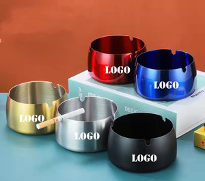 Ashtray Wholesale High Quality Custom Logo Smoking Accessories Plain Colors Stainless Steel Round Portable Ashtray
