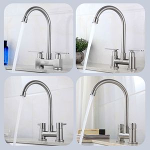 Lavabo traditionnel en acier inoxydable <span class=keywords><strong>avec</strong></span> <span class=keywords><strong>deux</strong></span> trous et <span class=keywords><strong>deux</strong></span> poignées Noyau de valve en céramique pour <span class=keywords><strong>robinets</strong></span> d'eau froide et chaude - Product Image 3