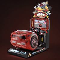 Machine de jeu d'arcade de course de voitures pour enfants à monnayeur, simulateur de conduite double, pour centre de jeux vidéo intérieur, en métal, version anglaise