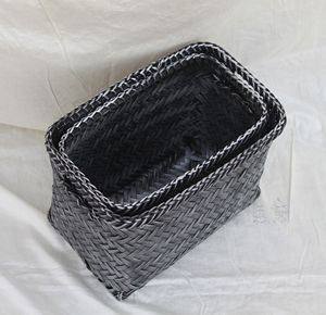 ชุดตะกร้าไม้ไผ่อเนกประสงค์สีดำใช้ได้จริงอุปกรณ์ตกแต่งภายในสไตล์วินเทจงานสานมือแบบยั่งยืน - Product Image 4