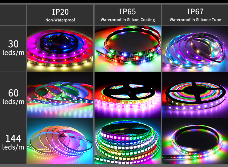 Wholesales price 16.4ft ip20 ip67 dream color flexible lighting led strip APA102 sk9822 led strip