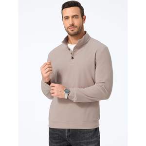 Pull-over à manches longues à col montant pour hommes, décontracté, léger et tricoté, en polaire thermique - Product Image 6