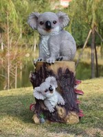 Statue de jardin en résine mignonne de la famille Koala, statues de jardin grandeur nature en résine, animal en résine, koala qui s'agrippant à un arbre