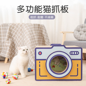 Griffoir pour chat en carton ondulé, design appareil photo rétro, lit vertical pour chat, jouet pour animaux de compagnie, accessoires pour chats, ne perd pas ses fibres - Product Image 5