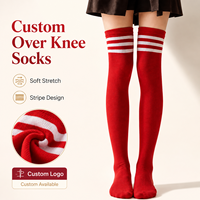 Chaussettes montantes à trois bandes pour femmes, chaussettes de sport longues rayées au-dessus du genou pour cheerleading et danse, couleurs personnalisables