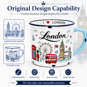Tazas de Cerámica de 11 oz con Diseño de Big Ben, Londres, Reino Unido, Souvenir, Taza de Café de Cerámica para Camping con Borde Personalizado, OEM, ODM, Venta al Por Mayor - Product Image 4