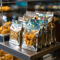 Pochette en aluminium à fond carré refermable avec fermeture éclair, imprimée avec un logo personnalisé, recyclable, pour aliments et en-cas