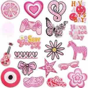 Iron on Embroidery pink Snake Flower butterfly Lemon Star Cross Patch for Kid's Clothes <b>Hat</b> <b>Bag</b> - Product Image 1