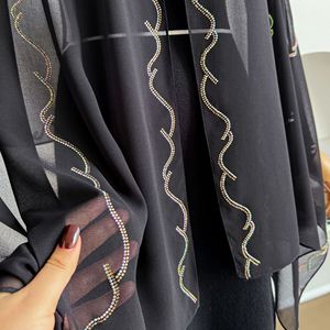 Voile de protection solaire 166*70cm, écharpe légère en mousseline de soie avec embellissement en strass pour le printemps et l'été - Product Image 4