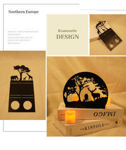 Nordique noir Nature style métal fer bougeoir chandelier décoration de la maison arbre Animal éléphant <span class=keywords><strong>girafe</strong></span> forêt atmosphère - Product Image 6