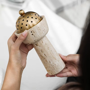 モダン ベージュ トラバーチンストーン マーブル ブクール ウード お香立て ポリッシュ仕上げ マブカラ インセンスバーナー リビングルーム アラビア風 - Product Image 3