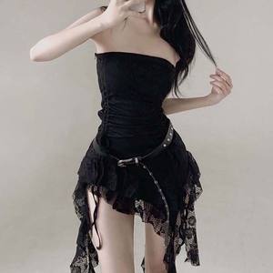 <b>Sexy</b> drawstring layered irregular camisole lace dress with a design sense elegant waistline slimming short <b>skirt</b> - Product Image 3