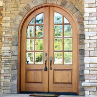 Porte d'entrée LongTai, porte intelligente en bois massif, double cadre sans cadre, verre simple, demi-ronde, en bois pour maison, porte d'entrée moderne
