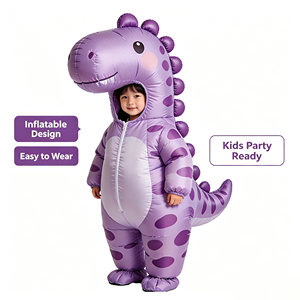 Disfraz inflable de dinosaurio morado, traje de personaje de dragón de dibujos animados para niños, fiesta de cumpleaños, cosplay de Halloween - Product Image 5