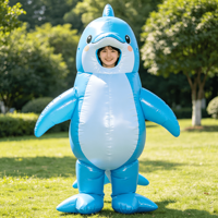 Costume de dauphin gonflable mignon et dodu pour adulte, accessoires de dessins animés marins gonflables.