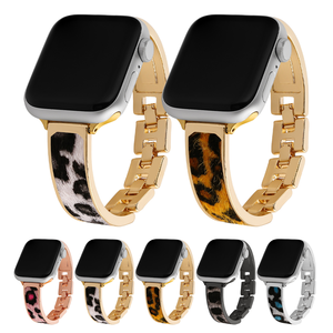 <span class=keywords><strong>Bracelet</strong></span> de montre en métal imprimé léopard à la mode pour <span class=keywords><strong>Apple</strong></span> <span class=keywords><strong>Watch</strong></span> 42mm 46mm 49mm IWatch Series 11 10 Ultra 3 <span class=keywords><strong>Bracelet</strong></span> de remplacement - Product Image 2