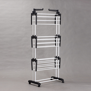 Porte-vêtements pliable roulant pliable étendoir à linge intérieur extérieur gris foncé en métal étendoir à linge - Product Image 1