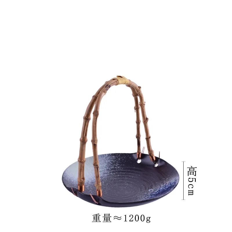 Japanese ceramic bamboo hanging coffee table household tableware dried fruit plate for sushi salad dessert with bamboo root