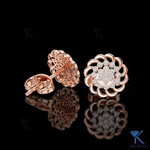 Lab Grown Diamond Sunburst Floral <b>Stud</b> Earrings Multi Stone Cluster 14K/18K Solid Gold Fine Women's Jewelry Party Anniversary - Product Image 1