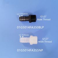 Sambungan Selang Plastik PP 7.9mm G1/2" Elbow Threading In-Line, Konektor Ulir, hingga 100Psi, Bersertifikasi RoHS