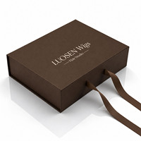 Boîte d'emballage pour extensions de cheveux en papier pliable magnétique avec logo personnalisé, boîte à perruque en carton rigide de luxe