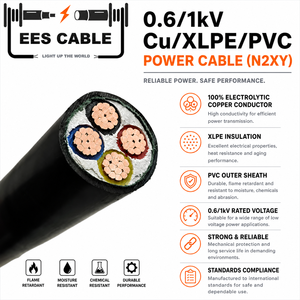 <span class=keywords><strong>Cable</strong></span> de alimentación de cobre de cuatro núcleos con cubierta de PVC XLPE de baja tensión 0.6 KV 1.0KV YJV N2XY 4x25+16mm-4x500+240mm - Product Image 1