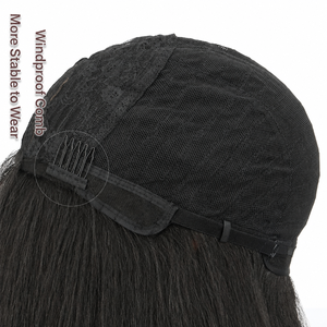 Perruque synthétique noire longue et droite, style Yaki, pour femme – Offre spéciale - Product Image 3
