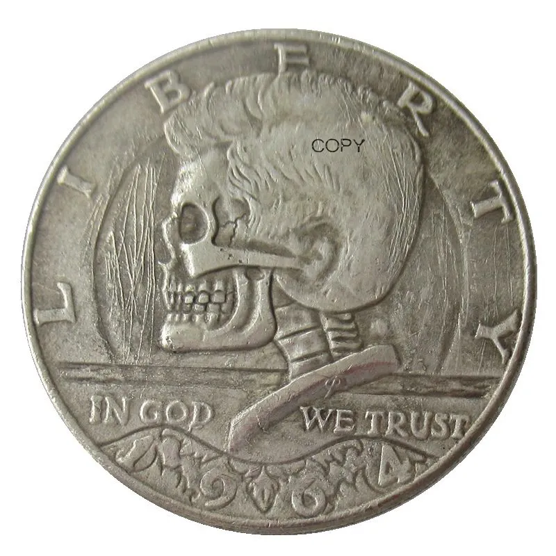FK(09) Hobo 1964 Kennedy Half Dollar zombie skeleton Silver Plated Reproduction Commemorative Coins