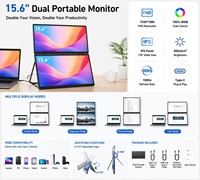 Monitor Portátil Dual de 15.6 Pulgadas, Plegable, Full HD, USB-C/Monitor de Pantalla Dual para Laptop, Mac, Windows, Uso Empresarial