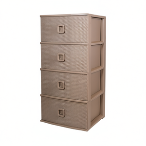 Pratika Kool 4-<b>Drawer</b> Storage Unit Injection-Molded PP <b>Plastic</b> Taupe 375x370x800mm for Living Room - Product Image 3
