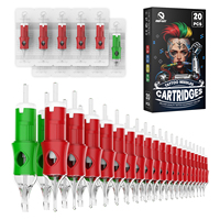 DQFART Lot de 20 cartouches d'aiguilles de tatouage jetables en acier inoxydable 316, modèles mixtes, sans alcool, haute qualité