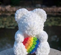 Boîte cadeau AYOYO OEM Rose Bear, ours en fleurs, cadeau pour la Saint-Valentin, fête des mères, ours en peluche de 25 cm avec fleurs artificielles