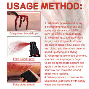 Ensemble de maquillage pour Halloween effet spécial sang SFX Kit de maquillage pour Halloween effrayant pour la peau pour pulvérisation de sang éclaboussures maquillage Sfx - Product Image 3
