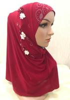 Hijab musulman à fleurs en strass pour femmes écharpe Hijab islamique XDH015 vente en gros