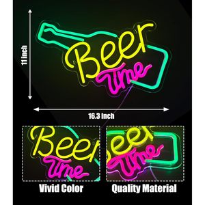 Beer time neon LED indoor wall decoration shop window hanging ambient light indicator light luminous <b>sign</b> custom made available - Product Image 3