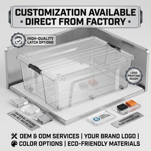 Venta caliente 90l <span class=keywords><strong>Caja</strong></span> de almacenamiento de plástico plegable transparente para la venta - Product Image 1