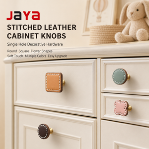 Boutons de meuble JAYA en cuir coloré de style européen, à trou unique, pour tiroirs de cuisine, commodes, armoires et meubles - Product Image 1