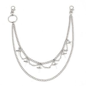 Hip Hop Punk Double Layer <b>Cross</b> Metal Pant <b>Chain</b> Zinc Alloy Waist <b>Chain</b> Casual Style - Product Image 5